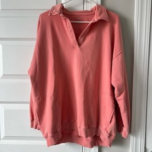 pink Aerie oversized collared pull over
